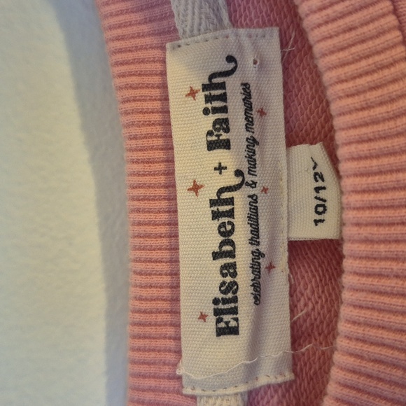 Elisabeth + Faith Pink Happy Clouds Sweatshirt Reverse Weave - Size 10/12 - Picture 3 of 6